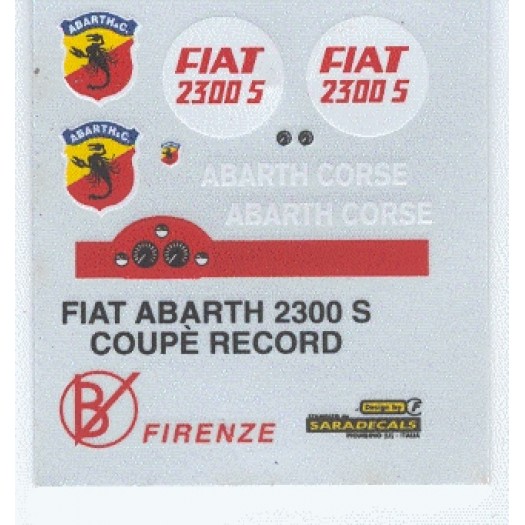 Decal Fiat Abarth 2300 S Coupè Record 1963 - scala 1:43